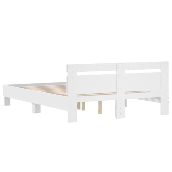 vidaXL sengeramme med sengegavl 140x190 cm konstrueret træ hvid -  Senge & sengeramme