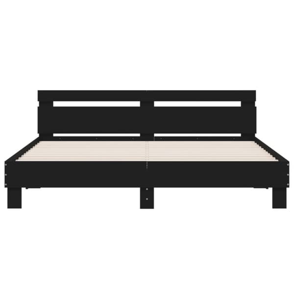 vidaXL Sängynrunko päädyllä ja LED-valoilla musta 200x200 cm -  Sängyt & sängynrungot