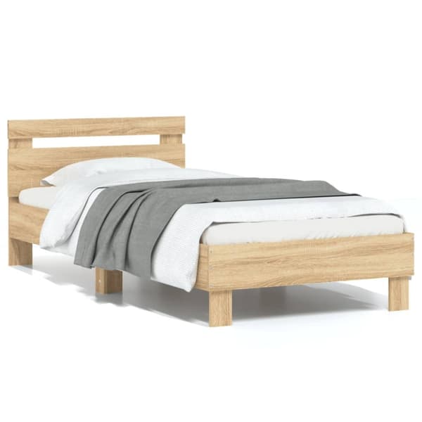 vidaXL Sängram med huvudgavel sonoma-ek 75x190 cm konstruerat trä -  Sängar & sängramar