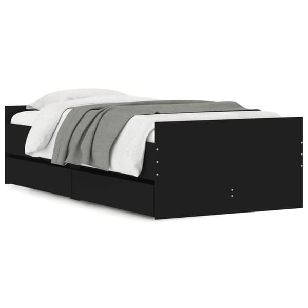 vidaXL Sängynrunko laatikoilla musta 90x190 cm -  Sängyt & sängynrungot
