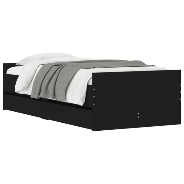 vidaXL Sängynrunko laatikoilla musta 90x190 cm -  Sängyt & sängynrungot