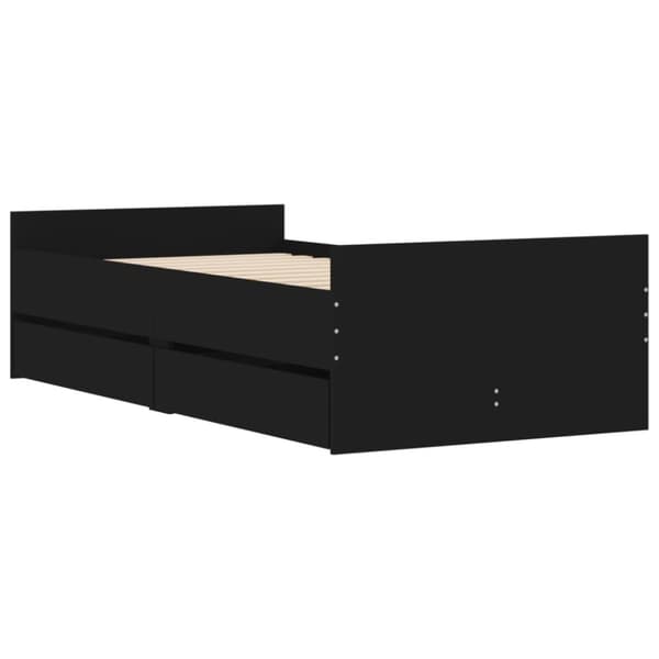 vidaXL Sängynrunko laatikoilla musta 90x190 cm -  Sängyt & sängynrungot