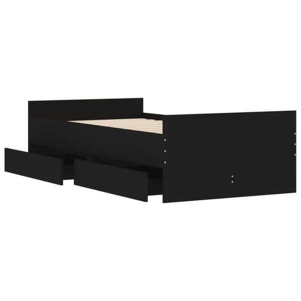 vidaXL Sängynrunko laatikoilla musta 90x190 cm -  Sängyt & sängynrungot