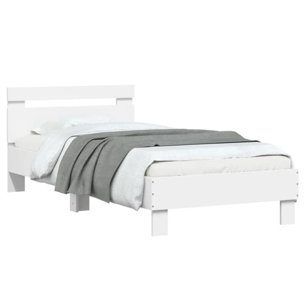 vidaXL Sängynrunko päädyllä ja LED-valoilla valkoinen 75x190 cm -  Sängyt & sängynrungot