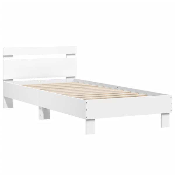 vidaXL Sängynrunko päädyllä ja LED-valoilla valkoinen 75x190 cm -  Sängyt & sängynrungot