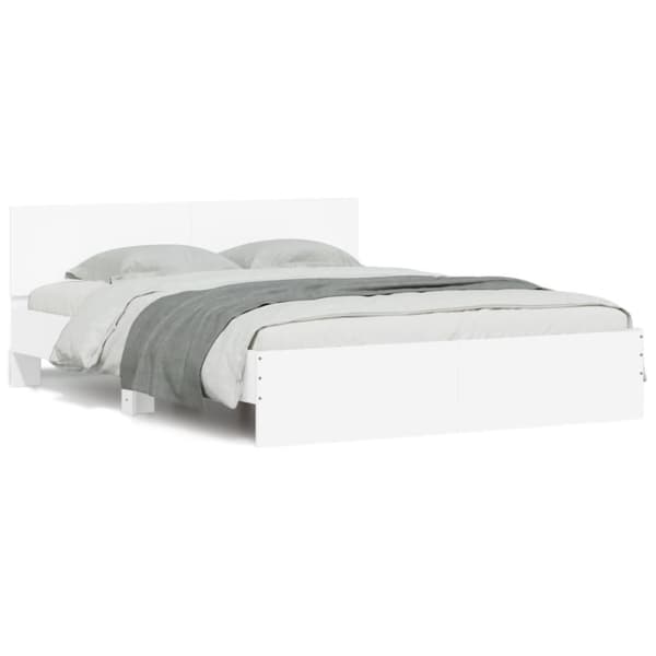 vidaXL sengeramme med sengegavl og LED-lys 150x200 cm hvid - Senge & sengeramme
