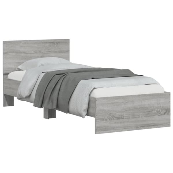 vidaXL sengeramme med sengegavl 90x200 cm konstrueret træ grå sonoma -  Senge & sengeramme