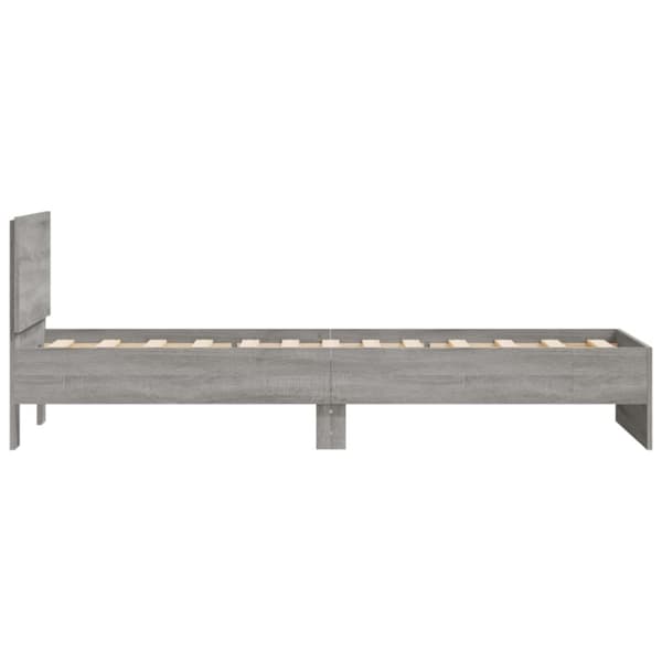 vidaXL sengeramme med sengegavl 90x200 cm konstrueret træ grå sonoma -  Senge & sengeramme