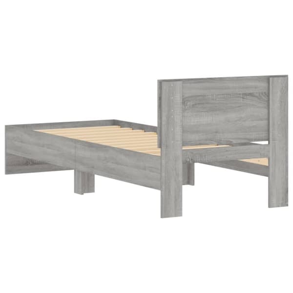 vidaXL sengeramme med sengegavl 90x200 cm konstrueret træ grå sonoma -  Senge & sengeramme