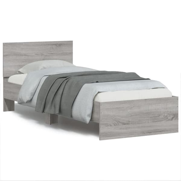 vidaXL sengeramme med sengegavl 90x200 cm konstrueret træ grå sonoma -  Senge & sengeramme