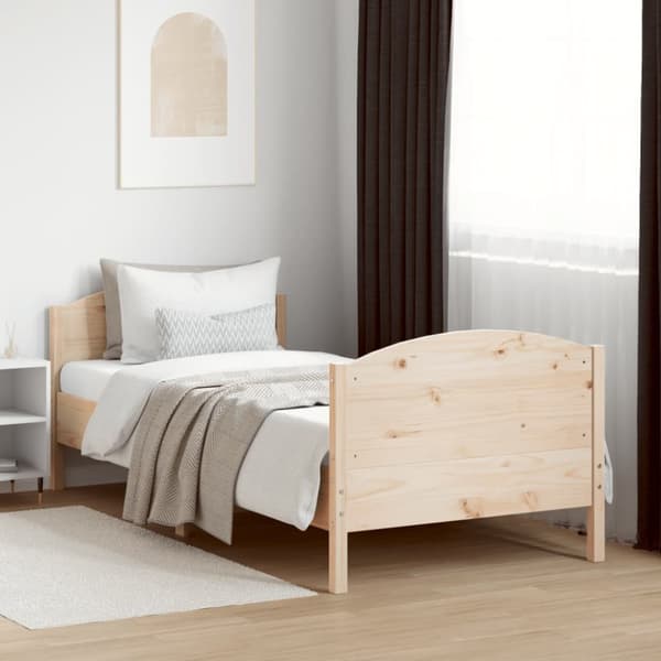 vidaXL sengeramme med sengegavl 90x190 cm massivt fyrretræ -  Senge & sengeramme