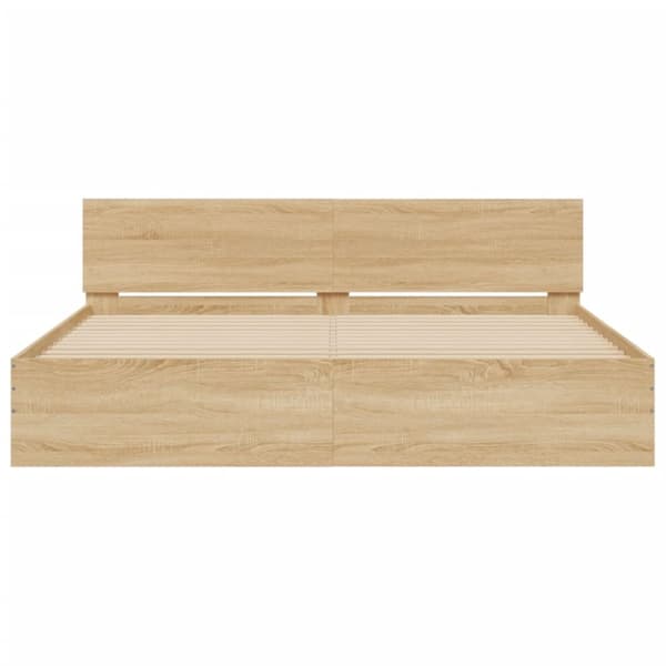 vidaXL sengeramme med sengegavl 200x200 cm sonoma-eg - Senge & sengeramme