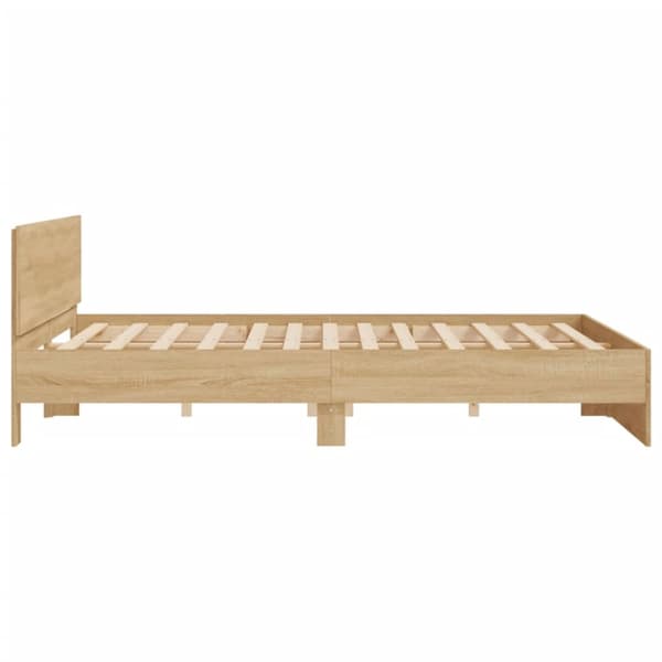 vidaXL sengeramme med sengegavl 200x200 cm sonoma-eg -  Senge & sengeramme