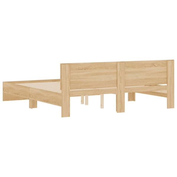vidaXL sengeramme med sengegavl 200x200 cm sonoma-eg - Senge & sengeramme