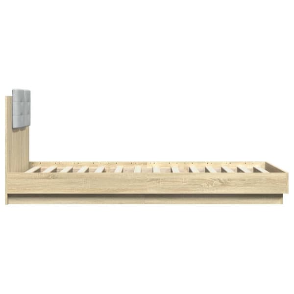 vidaXL sengeramme med sengegavl og LED-lys 100x200 cm sonoma-eg -  Senge & sengeramme
