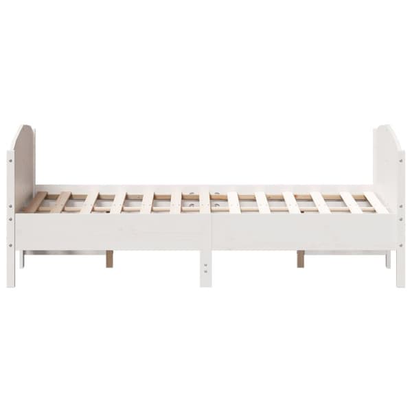 vidaXL sengeramme med sengegavl 160x200 cm massivt fyrretræ hvid - Senge & sengeramme