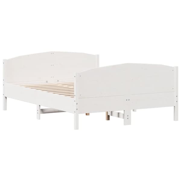 vidaXL sengeramme med sengegavl 160x200 cm massivt fyrretræ hvid - Senge & sengeramme