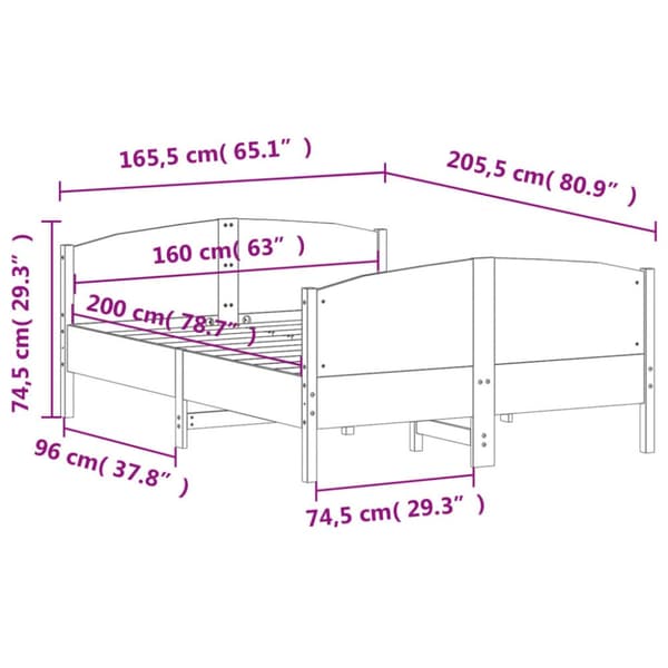 vidaXL sengeramme med sengegavl 160x200 cm massivt fyrretræ hvid - Senge & sengeramme