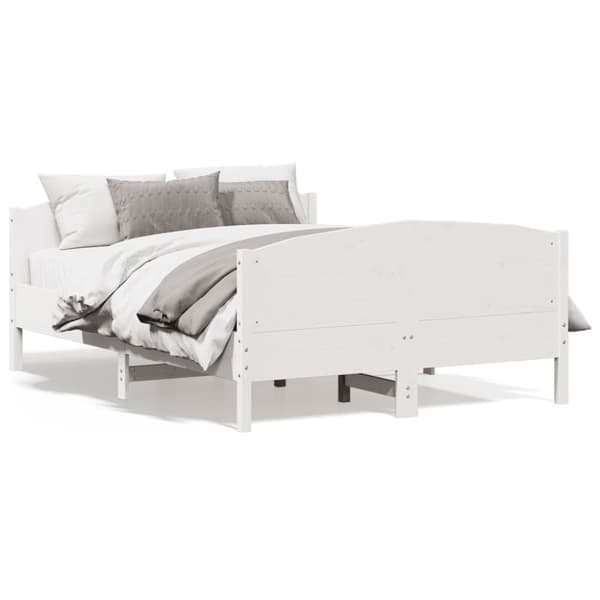 vidaXL sengeramme med sengegavl 160x200 cm massivt fyrretræ hvid - Senge & sengeramme