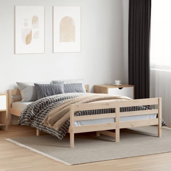 vidaXL Sängynrunko päätylevyllä 120x200 cm täysi mänty - Sängyt & sängynrungot