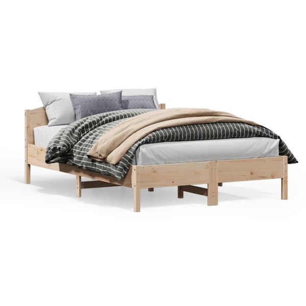 vidaXL sengeramme med sengegavl 120x200 cm massivt fyrretræ hvid -  Senge & sengeramme