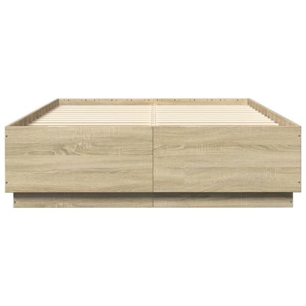 vidaXL sengeramme med LED-lys 140x200 cm konstrueret træ sonoma-eg - Senge & sengeramme