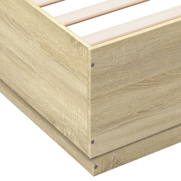 vidaXL sengeramme med LED-lys 140x200 cm konstrueret træ sonoma-eg - Senge & sengeramme