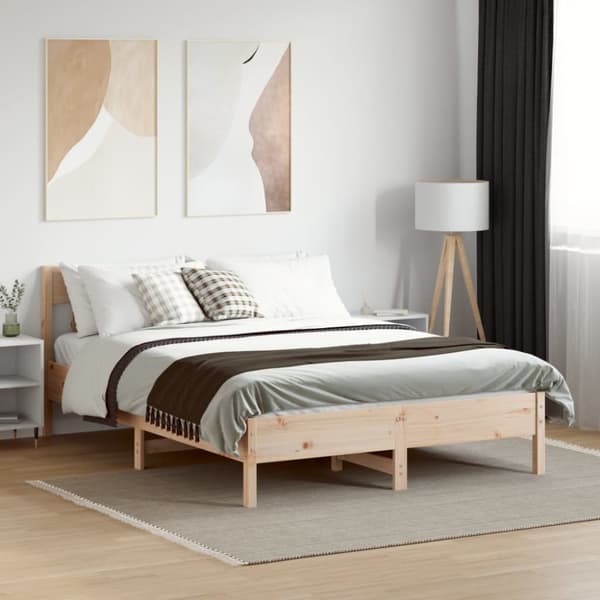 vidaXL sengeramme med sengegavl 160x200 cm massivt fyrretræ -  Senge & sengeramme