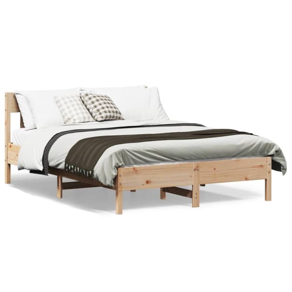 vidaXL sengeramme med sengegavl 160x200 cm massivt fyrretræ - Senge & sengeramme