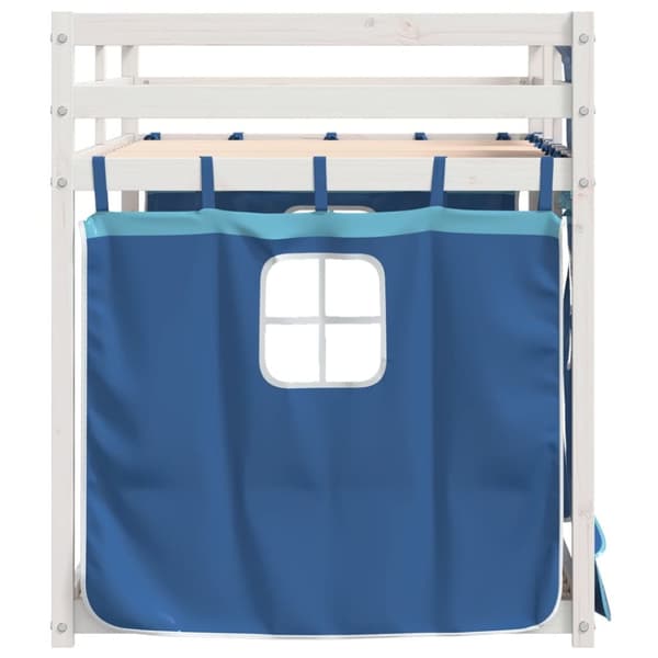 vidaXL Loftsäng med rutschkana blå 90x200 cm massiv furu -  Sängar & sängramar