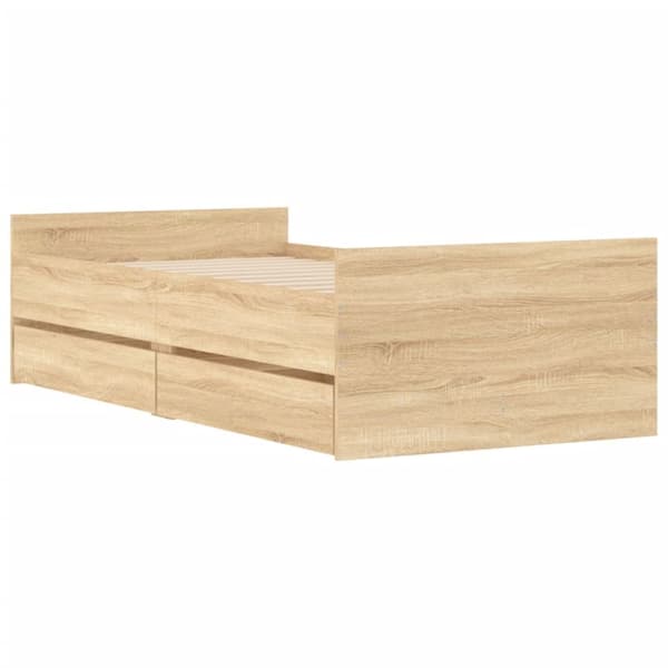 vidaXL sengeramme med skuffer 75x190 cm Small Single sonoma-eg - Senge & sengeramme