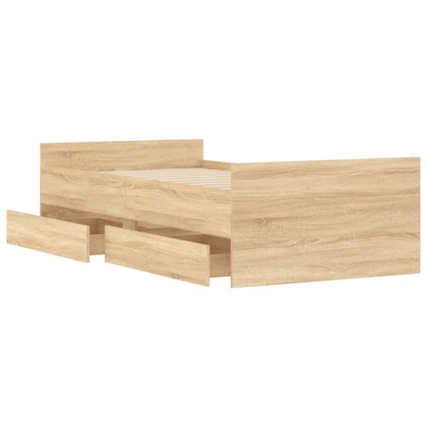 vidaXL sengeramme med skuffer 75x190 cm Small Single sonoma-eg - Senge & sengeramme