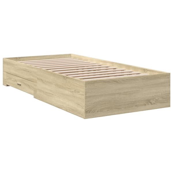 vidaXL sengeramme med skuffer 100x200 cm konstrueret træ sonoma-eg - Senge & sengeramme