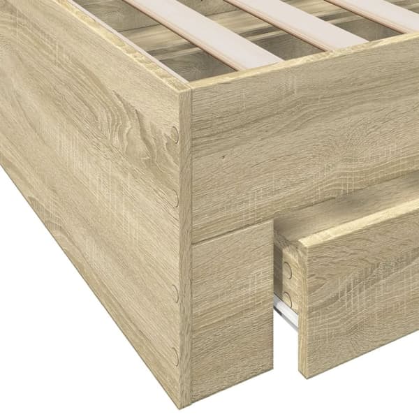 vidaXL sengeramme med skuffer 100x200 cm konstrueret træ sonoma-eg - Senge & sengeramme
