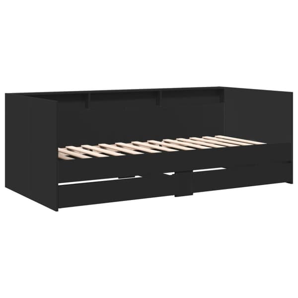 vidaXL Vuodesohva laatikoilla musta 100x200 cm tekninen puu -  Sängyt & sängynrungot