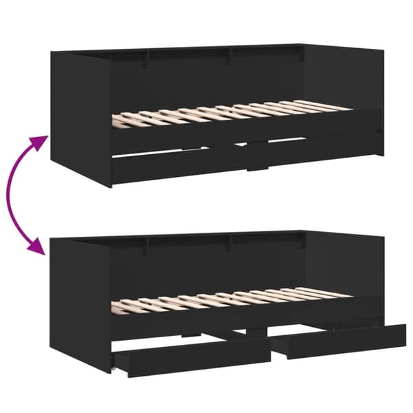 vidaXL Vuodesohva laatikoilla musta 100x200 cm tekninen puu -  Sängyt & sängynrungot