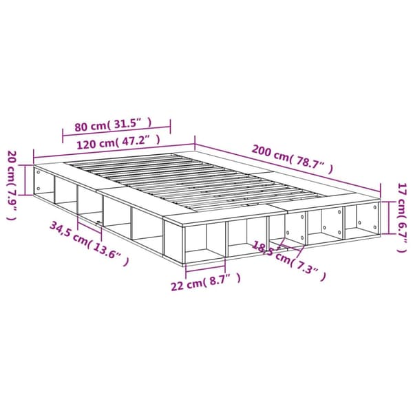 vidaXL sengestel 120x200 cm konstrueret træ hvid -  Senge & sengeramme