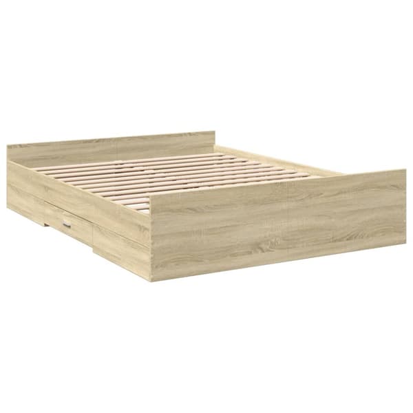 vidaXL sengeramme med skuffer 160x200 cm konstrueret træ sonoma-eg - Senge & sengeramme
