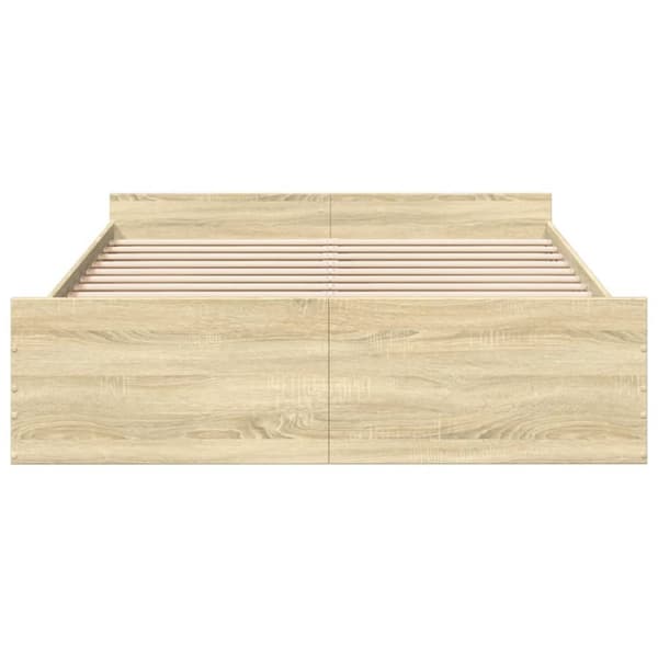 vidaXL sengeramme med skuffer 160x200 cm konstrueret træ sonoma-eg - Senge & sengeramme