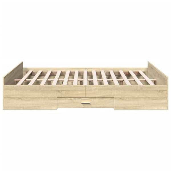 vidaXL sengeramme med skuffer 160x200 cm konstrueret træ sonoma-eg - Senge & sengeramme