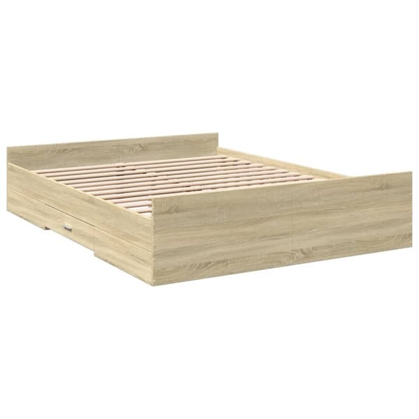 vidaXL sengeramme med skuffer 160x200 cm konstrueret træ sonoma-eg - Senge & sengeramme