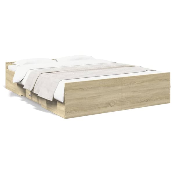 vidaXL sengeramme med skuffer 160x200 cm konstrueret træ sonoma-eg - Senge & sengeramme