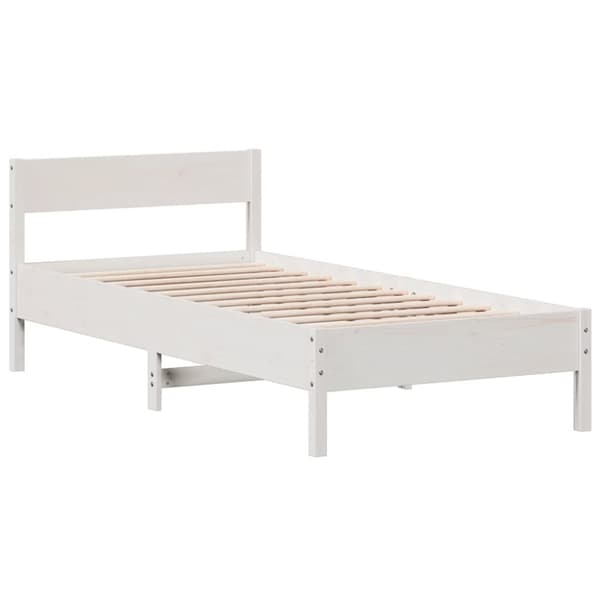 vidaXL sengeramme med sengegavl 90x190 cm massivt fyrretræ hvid -  Senge & sengeramme