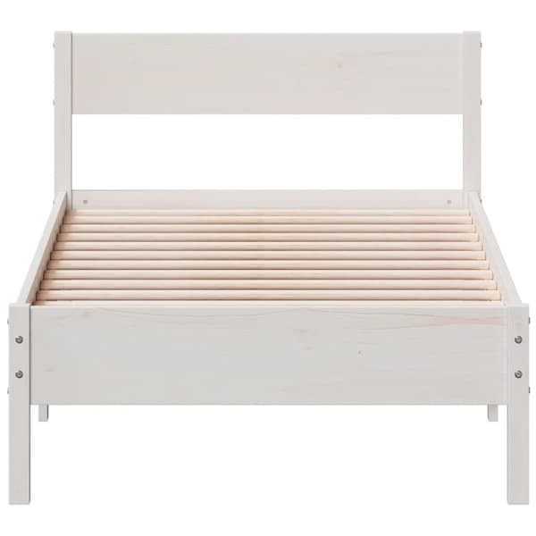 vidaXL sengeramme med sengegavl 90x190 cm massivt fyrretræ hvid -  Senge & sengeramme