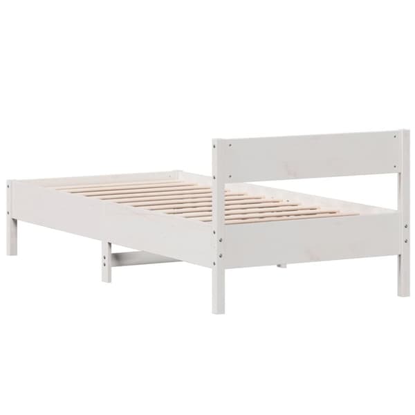vidaXL sengeramme med sengegavl 90x190 cm massivt fyrretræ hvid -  Senge & sengeramme
