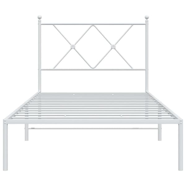 vidaXL Metallinen sängynrunko päädyllä valkoinen 90x200 cm -  Sängyt & sängynrungot