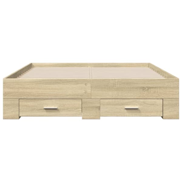 vidaXL sengeramme med skuffer 140x190 cm konstrueret træ sonoma-eg - Senge & sengeramme