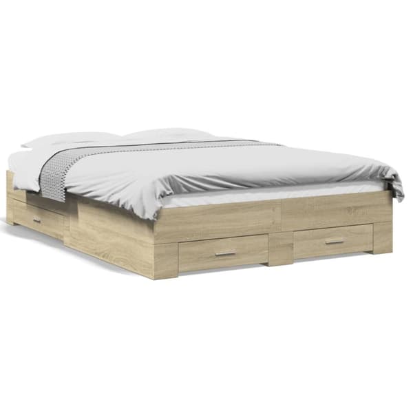 vidaXL sengeramme med skuffer 140x190 cm konstrueret træ sonoma-eg -  Senge & sengeramme