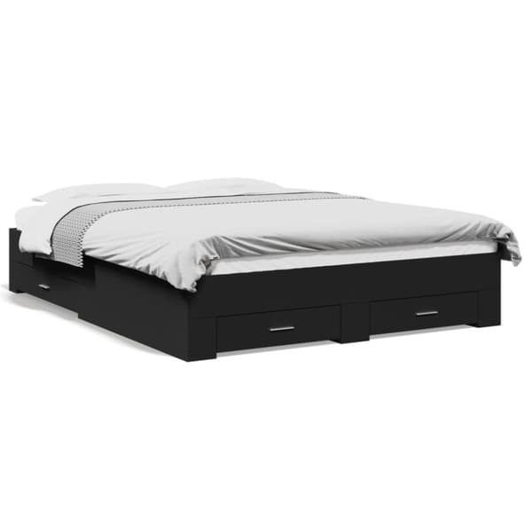 vidaXL sengeramme med skuffer 160x200 cm konstrueret træ sort - Senge & sengeramme