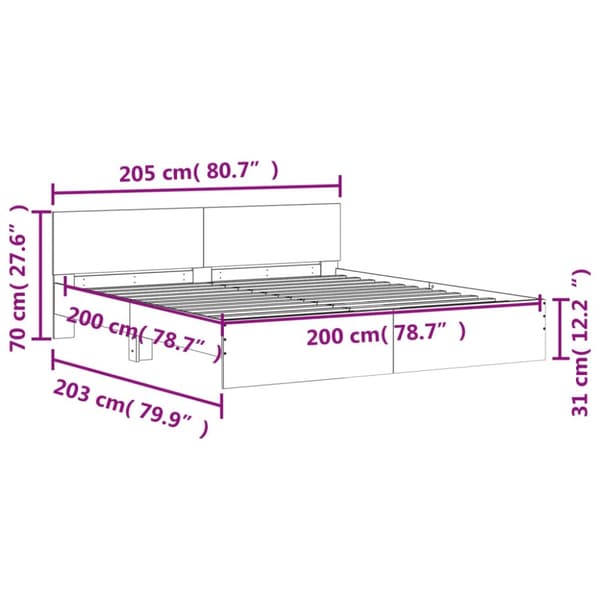 vidaXL sengeramme med sengegavl 200x200 cm sort - Senge & sengeramme
